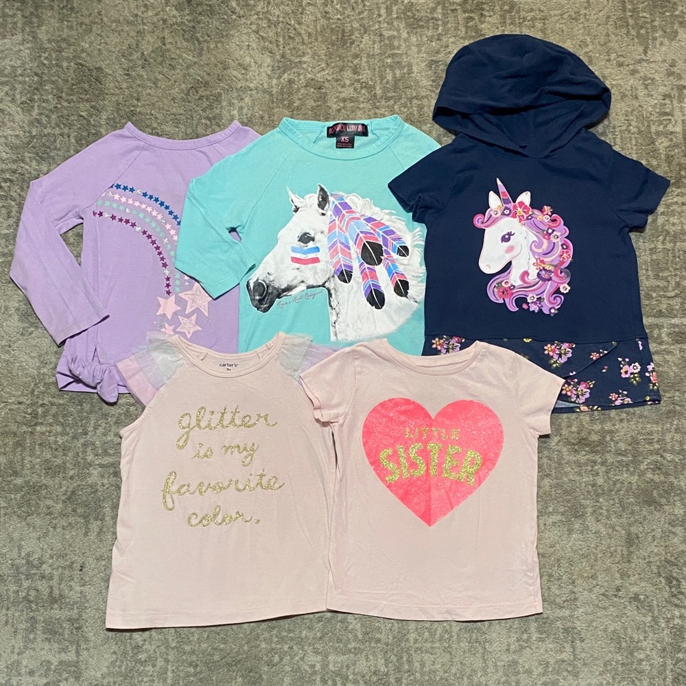 🔥4/20! Bundle of 5 girls shirts. Size 3T